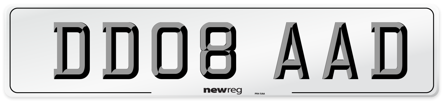 DD08 AAD Number Plate from New Reg